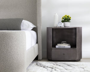 Sunpan Siena Nightstand - Handcrafted Iron Frame with Unique Finish and Ample Storage for Elegant Bedrooms Oval - 30W x 18D x 28H