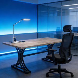 English Elm Roomy 62 Inch Executive Desk with Golden Metal Legs for Home Office Study T3971P458446