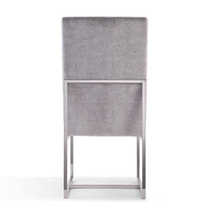 English Elm Element Gray Velvet Dining Chair - Modern Design With Chrome Frame, Plush Comfort & No Assembly Needed B365P397839