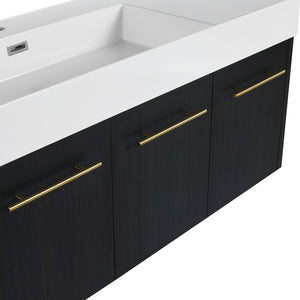 English Elm 48 Inch Wall-Mounted Bathroom Vanity With Sleek Resin Sink, Soft-Close Cabinet, Space-Saving Design W999S00263