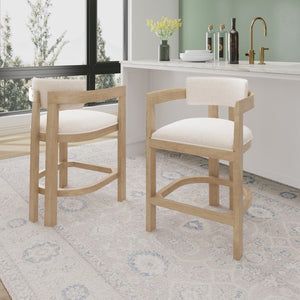 Christopher Knight Home® - Noble House - 26" Counter Height Bar Stool, Upholstered Counter Stools (Set Of 2)-Nature