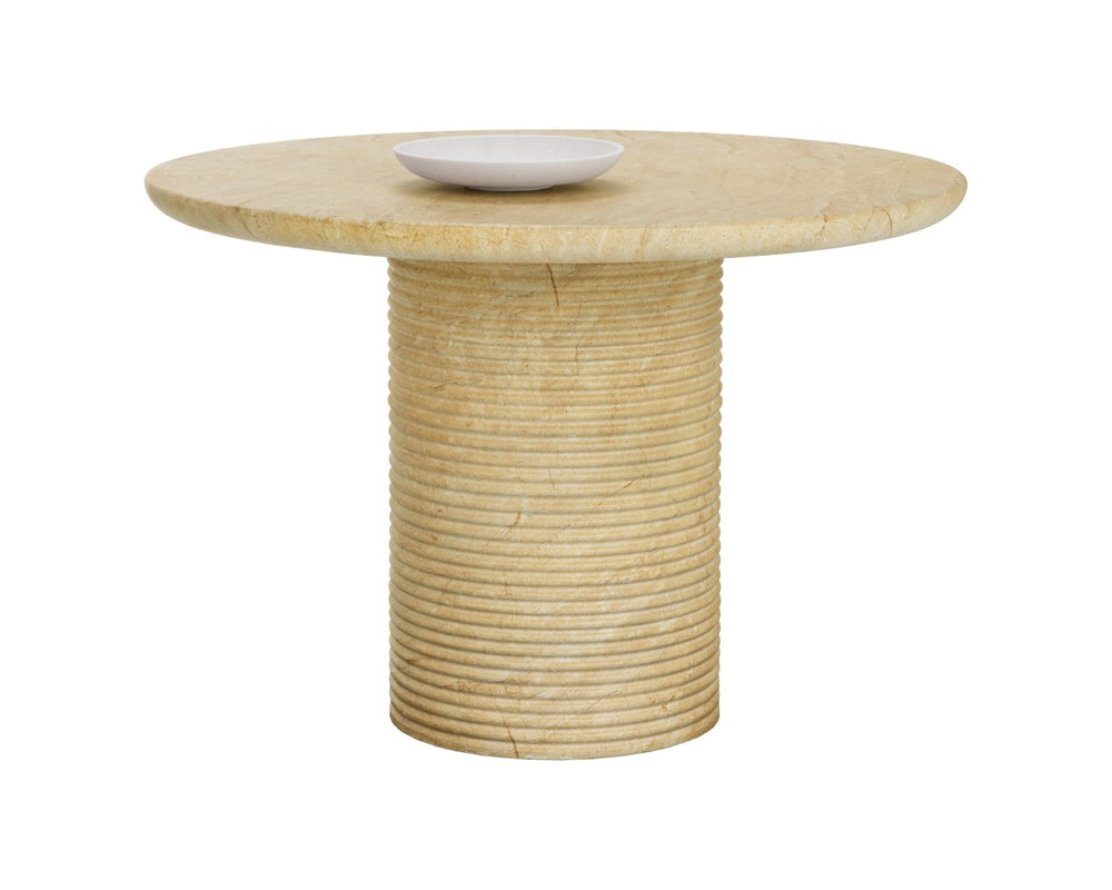 Sunpan RIVA Dining Table - Modern Concrete Design with Travertine Finish for Elegant Dining Spaces 43" 112716