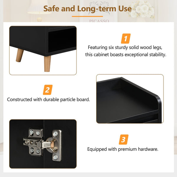 English Elm On-Trend Contemporary Shoe Cabinet With Adjustable Shelves, Stylish Organizer For Entryway & Living Room N721S000058B-GIGA