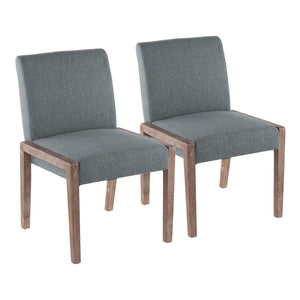 English Elm Carmen Contemporary Chair Set Of 2: Stylish Teal Fabric & White-Washed Wood For Modern Spaces B202S01323