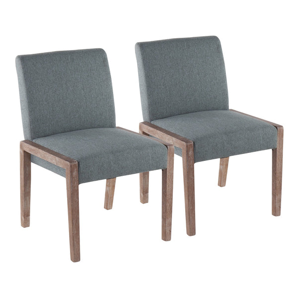 English Elm Carmen Contemporary Chair Set Of 2: Stylish Teal Fabric & White-Washed Wood For Modern Spaces B202S01323
