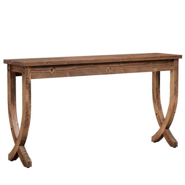 English Elm Practical Geometric Console Table with Matte Black Wood Grain Finish for Entryway or Sofa T3971P457472