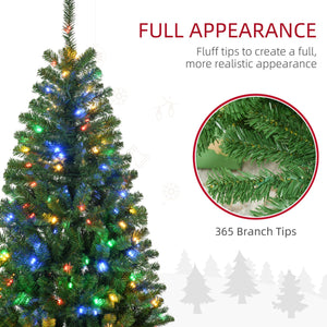 English Elm Homcom 5Ft Prelit Artificial Christmas Tree With 152 Led Lights, Auto Open & Festive Foliage Display W2225P249675