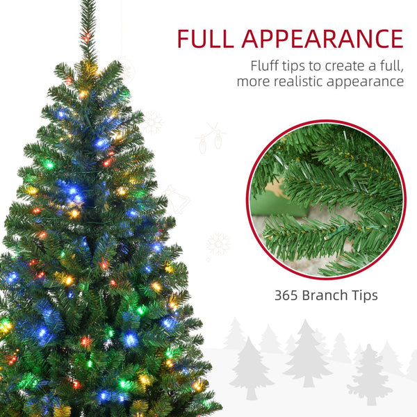 English Elm Homcom 5Ft Prelit Artificial Christmas Tree With 152 Led Lights, Auto Open & Festive Foliage Display W2225P249675