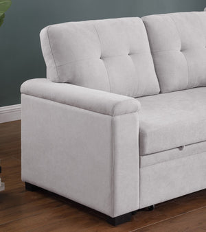 English Elm Jardin Woven Beige Sectional Sleeper Sofa with Reversible Storage Chaise for Living Rooms B2749S00247