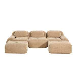 English Elm U-shaped Modular Sectional Corduroy Sofa with Wide Armrests for Living Room Comfort Camel W714S01241