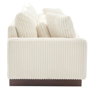English Elm Modern Corduroy Upholstered Loveseat Sofa with Pocket Springs and Four Accent Pillows Beige N763S000040A