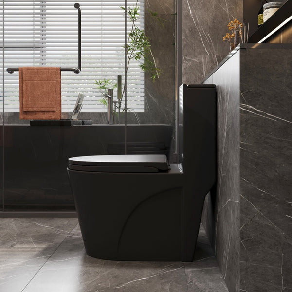 English Elm 1.1/1.6 Gpf Matte Black One-piece Toilet Ada Comfort Height Dual Flush Elongated Bowl T5287P464563