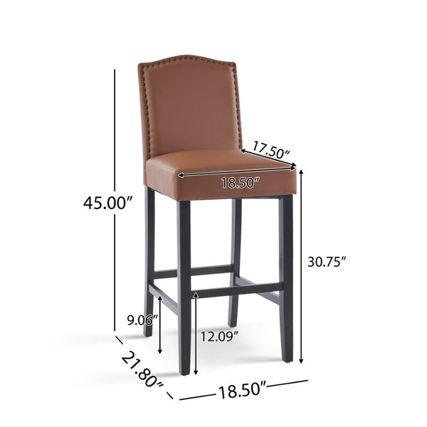 English Elm Barstools Set of 2 Pu Leather Seating Rubberwood Legs for Kitchen Island or Home Bar N779P254675L