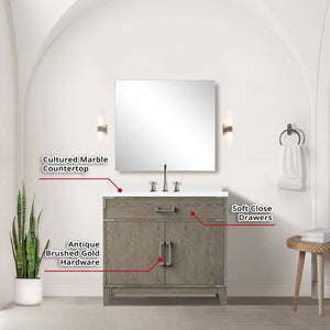 English Elm Grey Oak Single Bath Vanity Set With Cultured Marble Top, Mirror & Chrome Faucet – Stylish & Convenient! B2731S02013