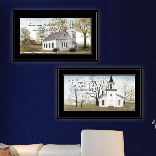 English Elm "amazing Grace" Billy Jacobs Two Piece Framed Canvas Art for Farmhouse Wall Decor B06787795
