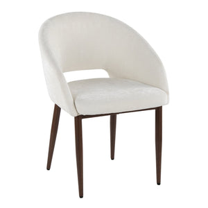 English Elm Chair Set of Two with Tapered Walnut Metal Legs and Off-white Upholstered Seats B202S02112