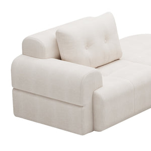 English Elm Modular Sectional Sofa with Chaise Full Foam Build Woven Fabric for Living Room Beige White W2379S00005