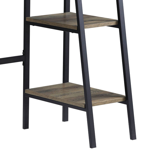 English Elm Garima Rustic Oak Writing Desk with Black Legs, 2-Tier Shelf & Phone/Tablet Holder, Modern Workspace B2726P243695