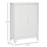 English Elm Homcom Industrial Storage Cabinet, Steel Garage Cabinet With Double Doors and Adjustable Shelves, White