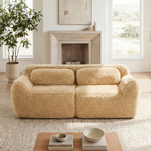 English Elm 2-seater Modular Cloud Sofa Plush Fluffy Sectional with Pillows for Living Room Light Khaki W714P380200