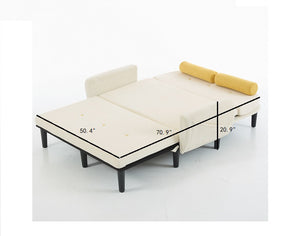 English Elm Ivory Corduroy Loveseat Daybed Recliner with USB Armrest, Metal Frame, Foam Cushions & Pillows W570P333061