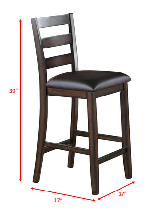 English Elm Rustic Counter Height 5-Pc Dining Set Square Wood Top Table with Display Shelf & Faux Leather Chairs B011P185607