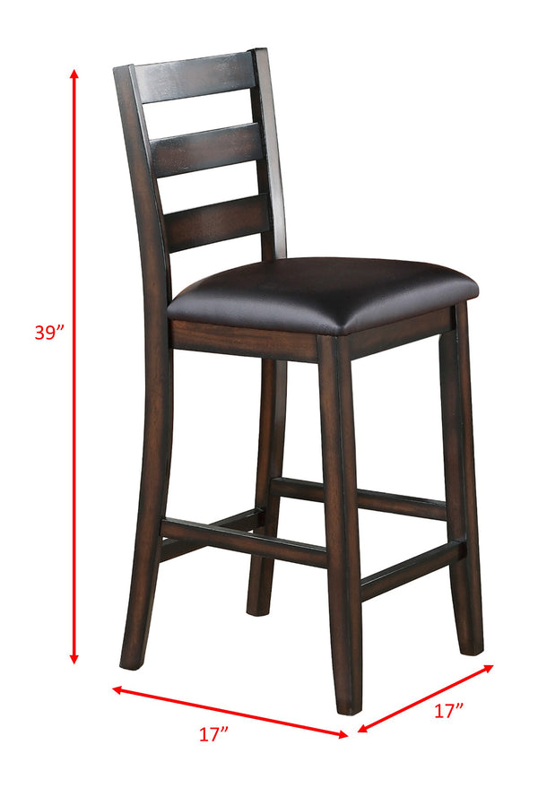 English Elm Rustic Counter Height 5-Pc Dining Set Square Wood Top Table with Display Shelf & Faux Leather Chairs B011P185607