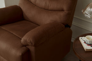 English Elm Manual Recliner Chair with Overstuffed Pillow Arms, Breathable Microfiber, Sleek Contemporary Comfort Brown B205P327484