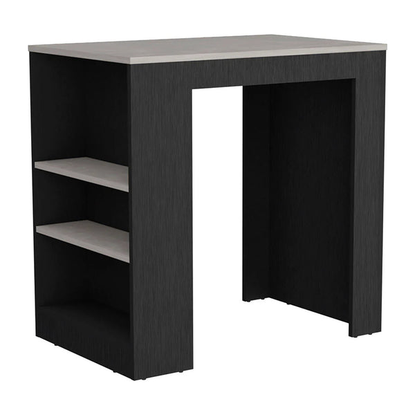 English Elm Kitchen Island Wenge Macadamia Counter-Height Dining & Prep Station with Shelves for Storage and Entertaining (98) B062111734