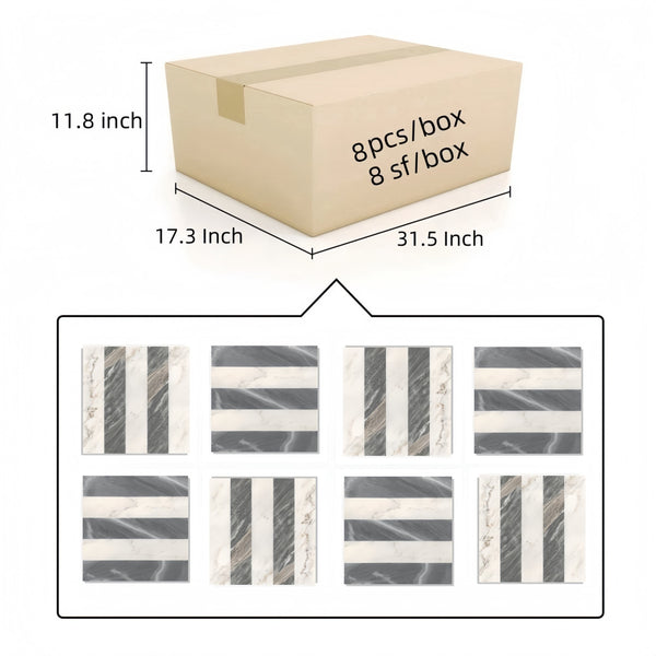 English Elm 12*12 Waterjet Marble Tiles - Elegant White & Grey Polished Natural Stone For Luxurious Interiors W1696P262345