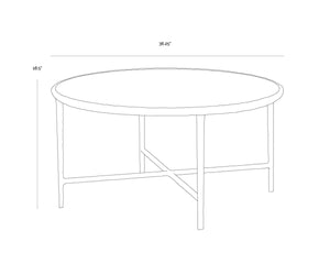 Sunpan RIYAZ Coffee Table - Elegant White Marble & Hand-Hammered Metal, Versatile Contemporary Centerpiece 112484
