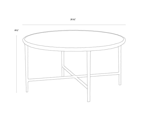 Sunpan RIYAZ Coffee Table - Elegant White Marble & Hand-Hammered Metal, Versatile Contemporary Centerpiece 112484