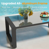 English Elm Coffee Table - Powder-Coated Aluminum and Glass Lightweight Table- Versatile Use- Rectangular - Gray