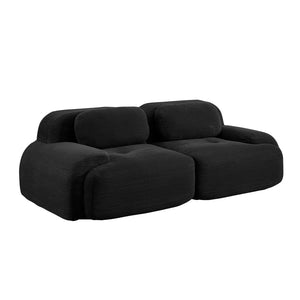 English Elm 82'' Curved Modular Sofa Corduroy Upholstered Two Seat Living Room Lounge Black W714P323651