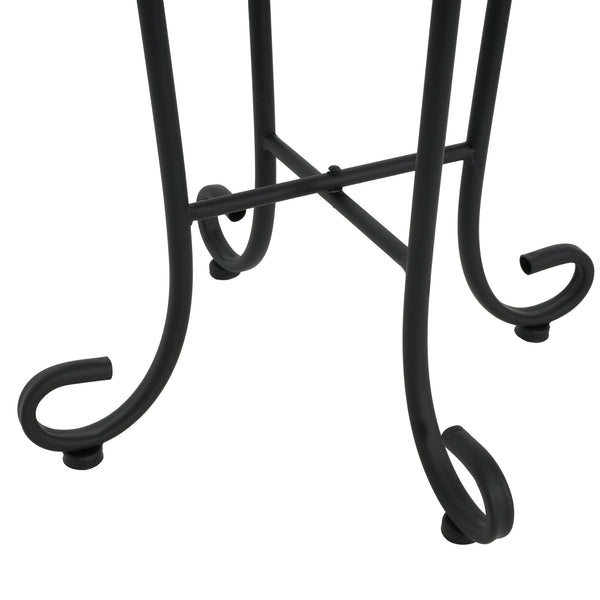 English Elm Christopher Knight Home® - Patio Side Table with Vibrant Ceramic Floral Top, Powder-Coated Steel Frame, Weather-Resistant Finish Black+Blue N768P214929B