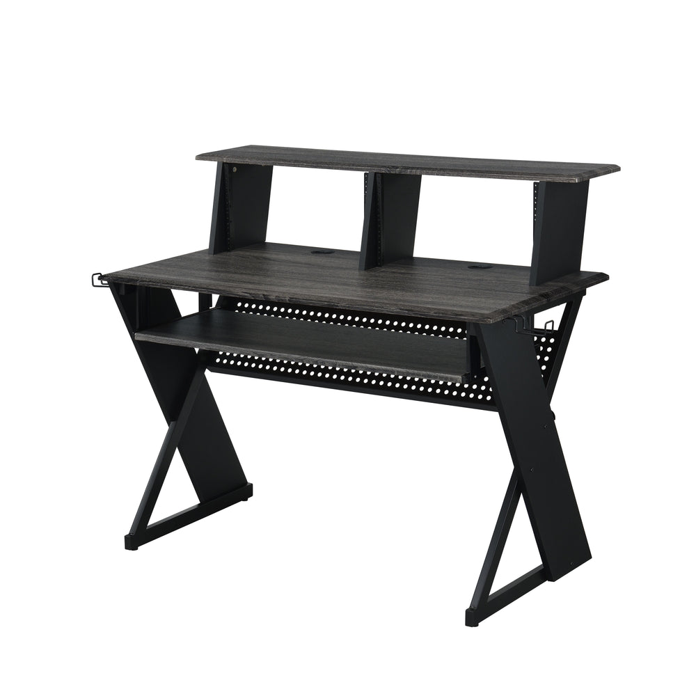 English Elm Black Music Desk With Ergonomic Keyboard Tray – Stylish Workspace For Musicians And Composers B062P215485