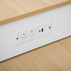 English Elm K&K Extendable Kitchen Island with Dining Table, 51.2" Seating for 2-6, Power Hub & Double Storage White Oak N707S000010W