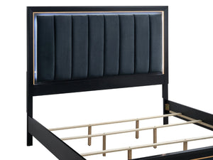 English Elm Kramer King Panel Bed Microsuede Upholstered Led Headboard Gold Accent Modern Frame B078S00711