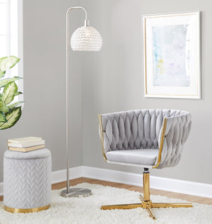 English Elm Swivel Accent Chair Silver Velvet Seat Gold X Pedestal Base Glam Living Room B202P471323