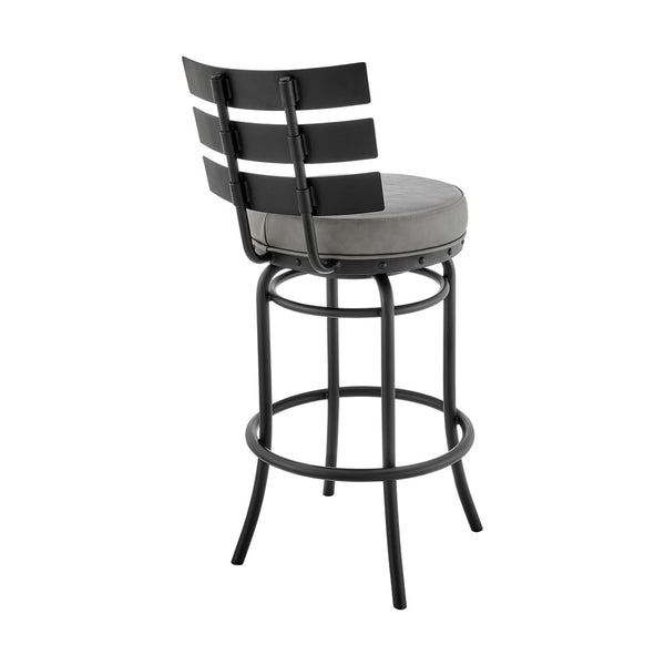 English Elm Piren Swivel Bar Stool In Elegant Black With Gray Faux Leather For Chic Home Décor & Comfort B2736P268571-GIGA