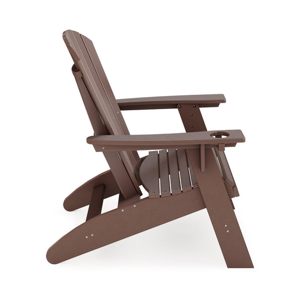 English Elm Adirondack Hdpe Poly Lumber Chair with Cup Holder for Patio Garden Poolside Brown B195P198769