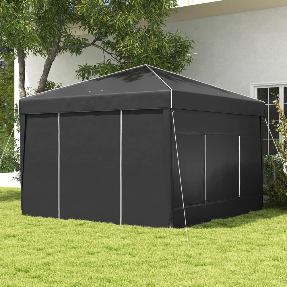English Elm Outsunny 9.7' X 9.7' Portable Pop-Up Canopy Tent With Sidewalls, Mesh Windows & Carry Bag For Events W2225P200767-GIGA