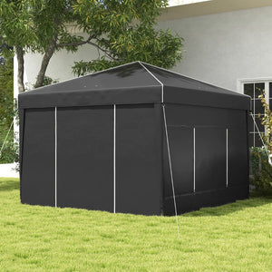 English Elm Outsunny 9.7' X 9.7' Portable Pop-Up Canopy Tent With Sidewalls, Mesh Windows & Carry Bag For Events W2225P200767-GIGA