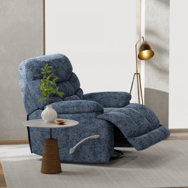 English Elm Swivel Glider Recliner Plush Upholstered Chair for Contemporary Living Rooms Blue B339P422561