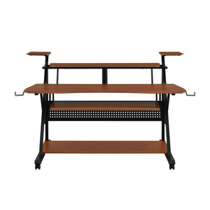 English Elm Willow Cherry & Black Music Desk with Cable Management, Speaker Shelves, 61-Key Keyboard Fit B2726P256348