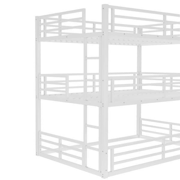 English Elm Full Triple Bunk Bed - Sturdy Metal Frame With Safety Guardrails, Space-Saving, Noise-Reducing Design W1580S00166