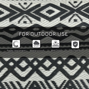 English Elm Outsunny Reversible Boho Polypropylene Outdoor Rug Waterproof Portable Mat with Carry Bag W2225P174557