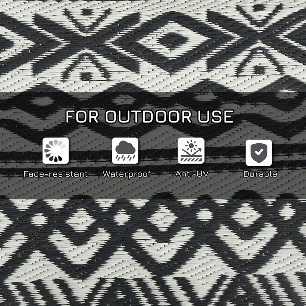 English Elm Outsunny Reversible Boho Polypropylene Outdoor Rug Waterproof Portable Mat with Carry Bag W2225P174557