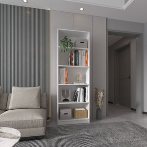 English Elm White 5-Shelf Bookcase – Stylish Storage Solution For Modern Spaces, Perfect For Books & Decor! B062P175157-GIGA