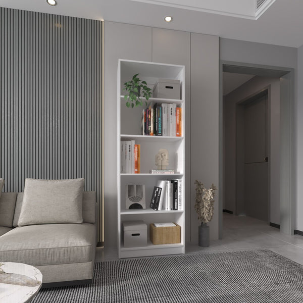 English Elm White 5-Shelf Bookcase – Stylish Storage Solution For Modern Spaces, Perfect For Books & Decor! B062P175157-GIGA